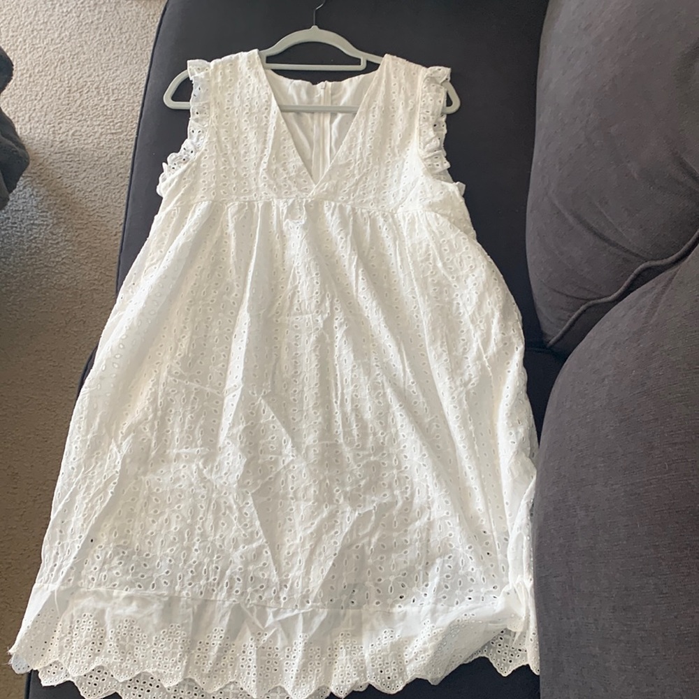 White pleated romper dress